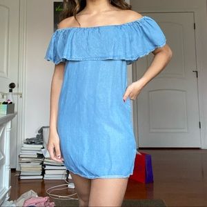 Denim over the shoulder dress